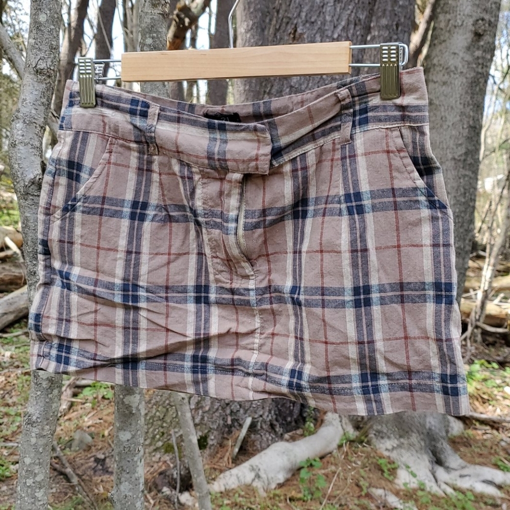 Brown plaid mini skirt